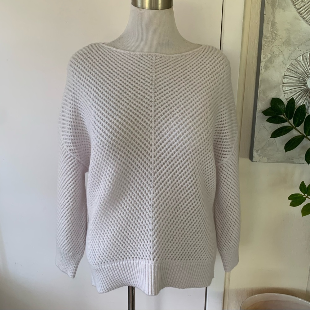 NWT DKNY JEANS textured wool blend white sweater size L